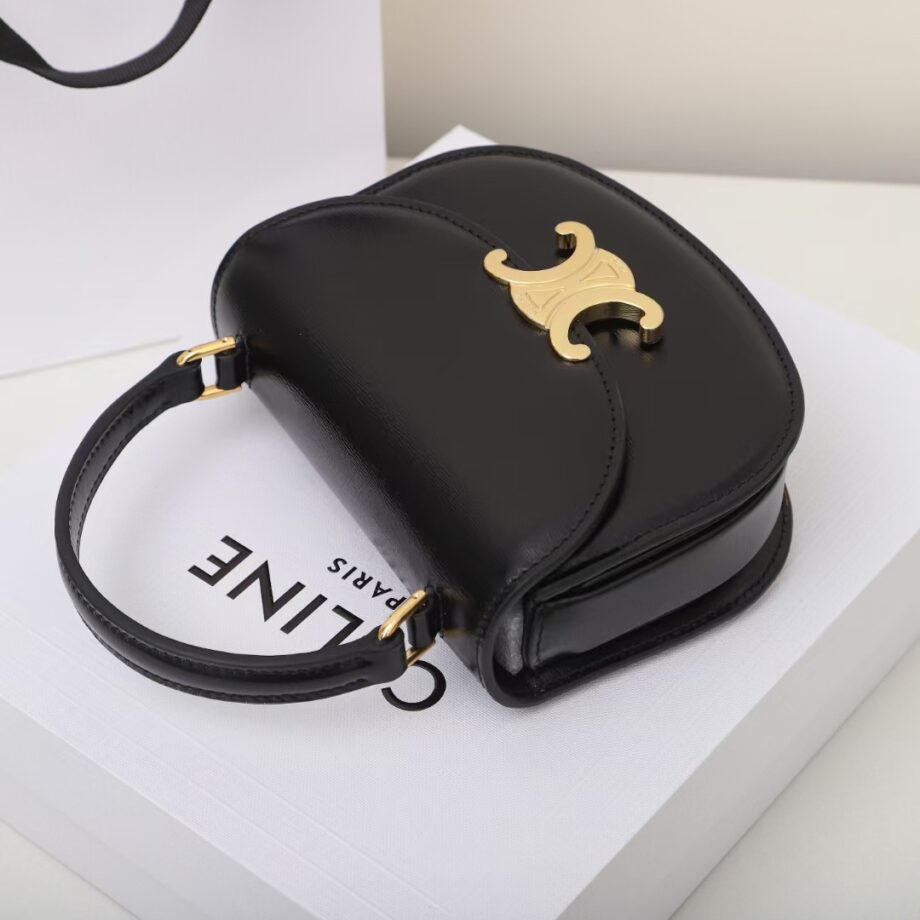 celine 10l063 black mini besace triomphe saddle bag