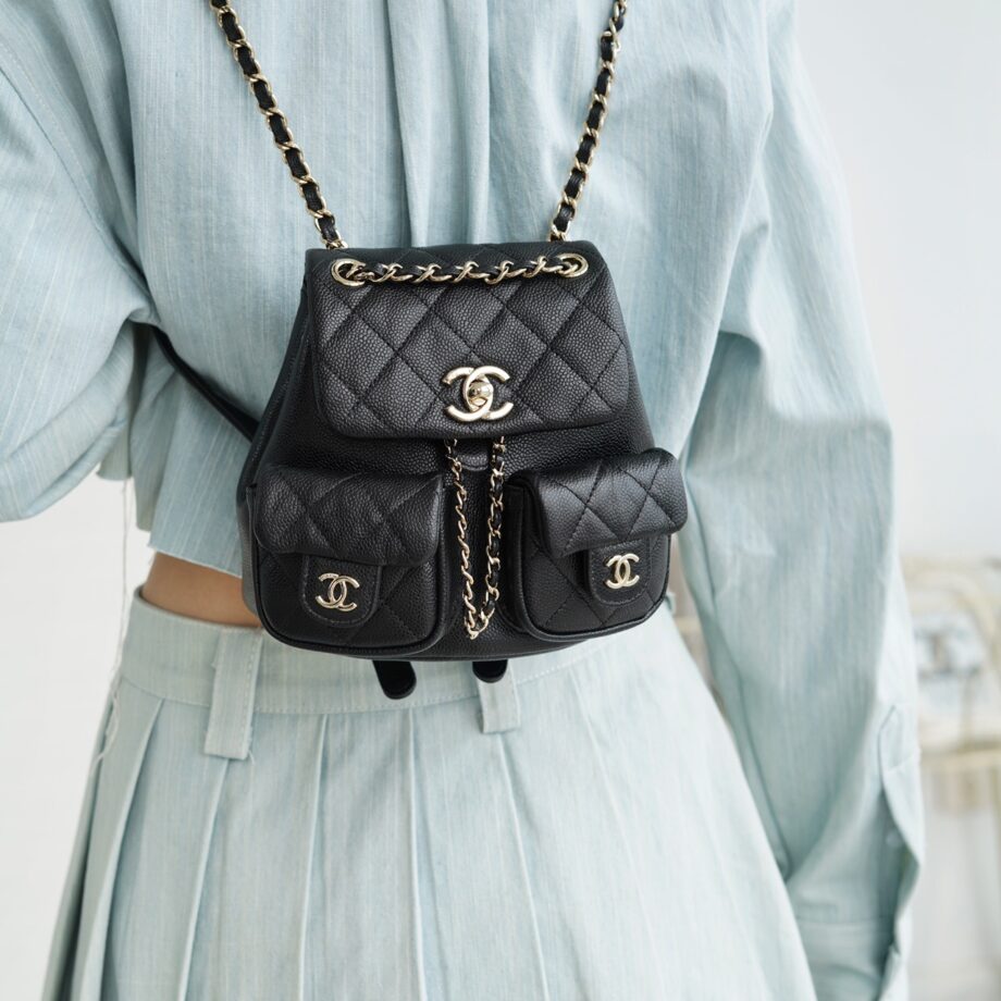 Chanel Black Mini French Haas Calfskin Duma Backpack