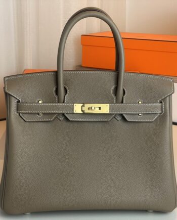 HermèS Birkin30 Elephant Gray Togo Leather Golden Hardware Handmade Birkin30