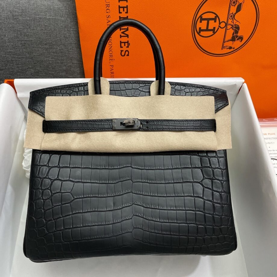 HermèS Birkin25 Black Nile Crocodile Black Hardware Handmade Hand Sewing Birkin25