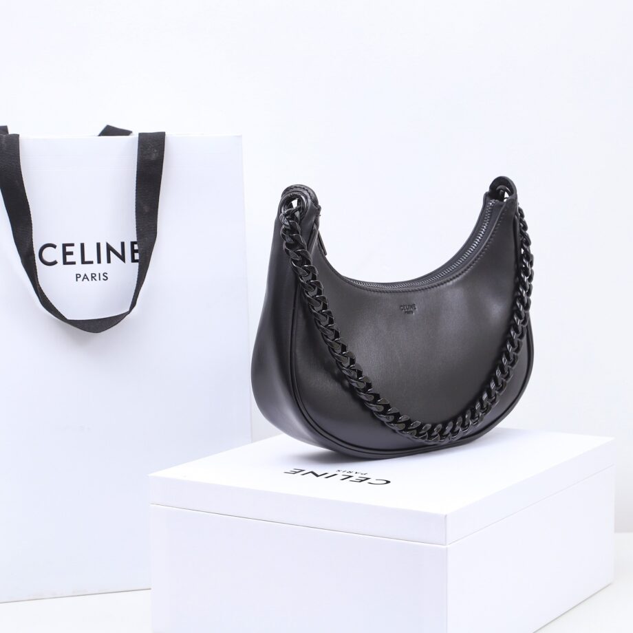 celine 199583 black medium ava chain in smooth calfskin handbag