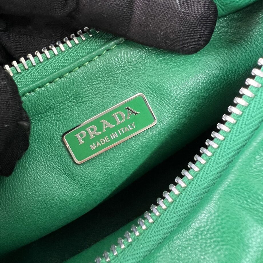 PRADA 1BH204 Green Sheepskin Hobo Bag