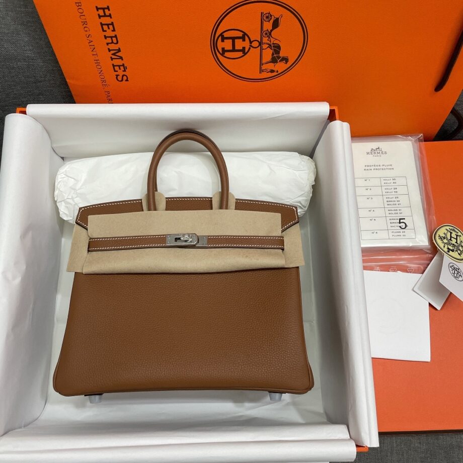 HermèS Birkin25 Brown Togo Cowhide Handmade Sewing Birkin25