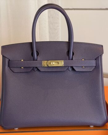 HermèS Birkin30 Grape Purple Togo Leather Gold Hardware Handmade Birkin30