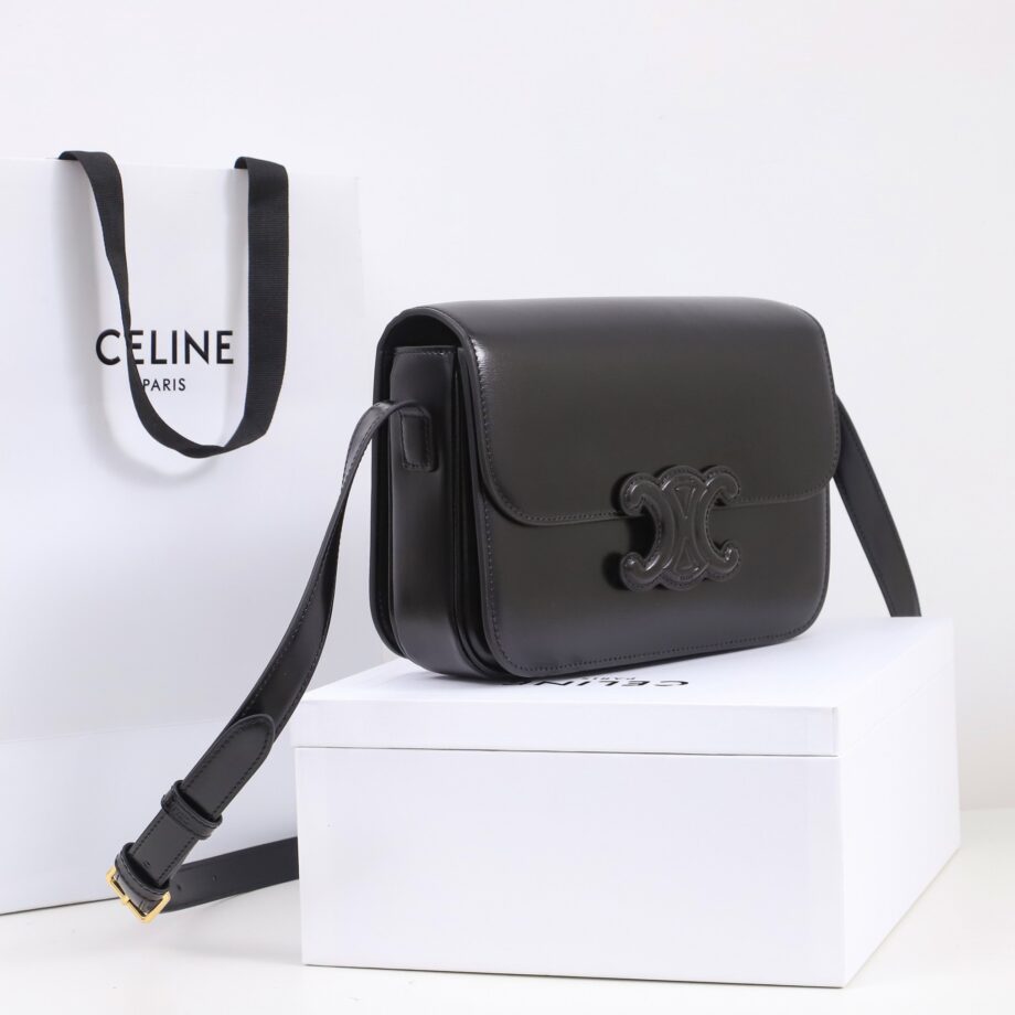 celine 199223 black teen bag cuir triomphe in shiny calfskin