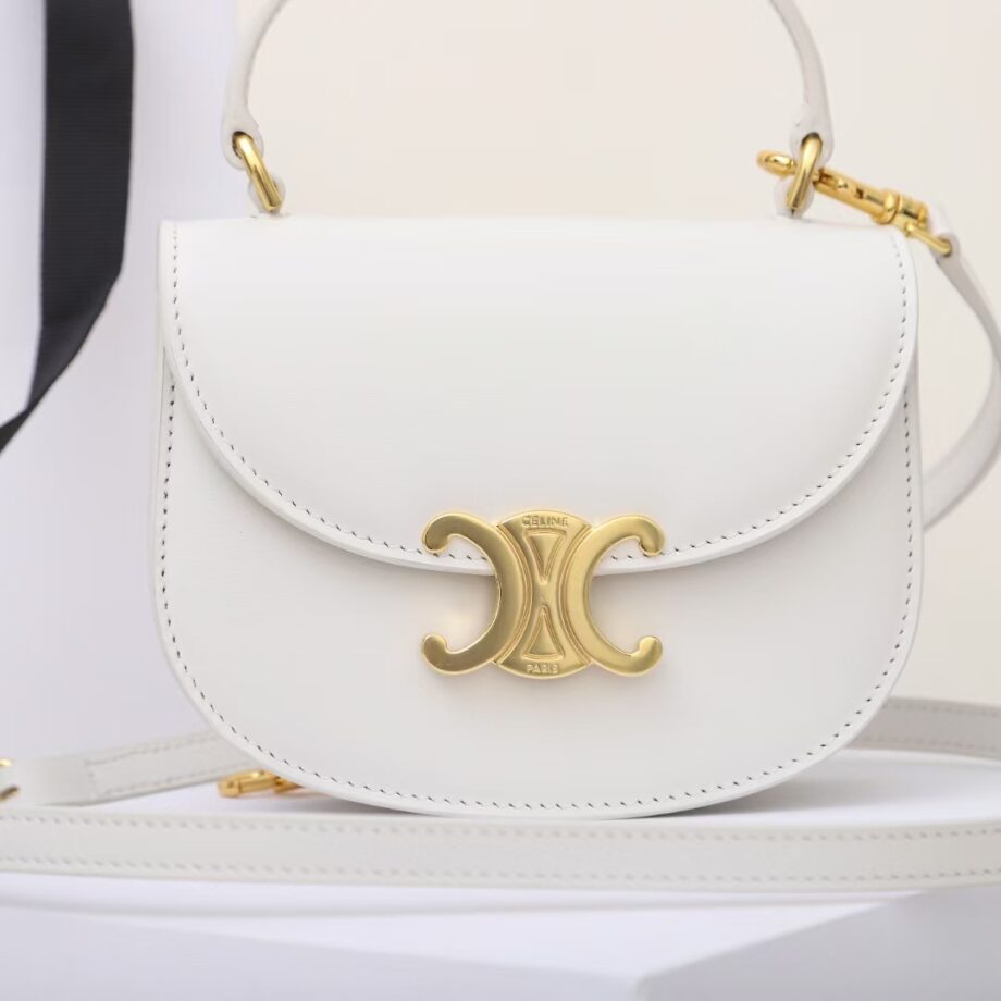 celine 10l063 white mini besace triomphe saddle bag