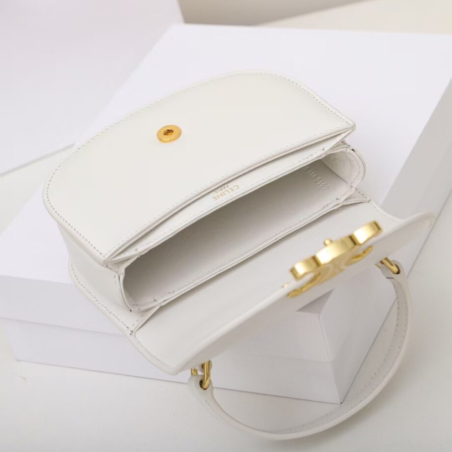 celine 10l063 white mini besace triomphe saddle bag