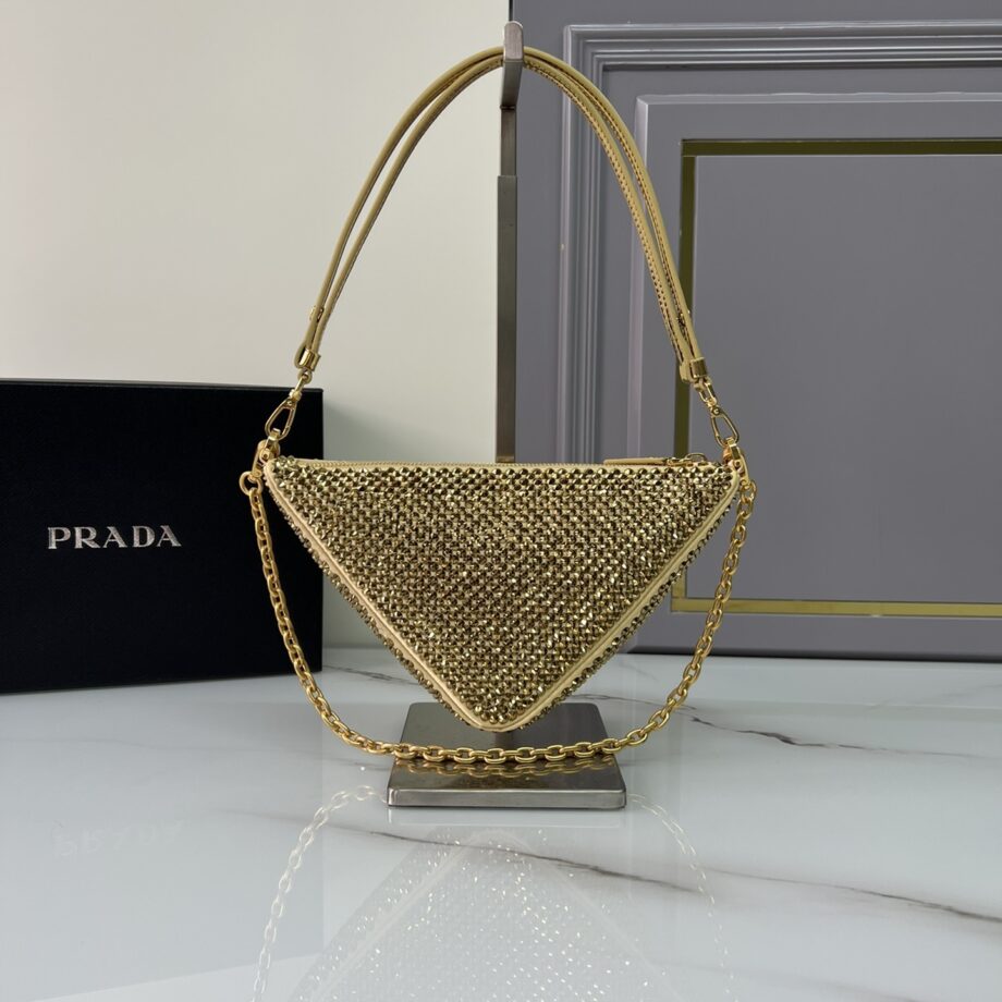 PRADA 1BC190 Prada Triangle Satin Mini-Bag With Crystals