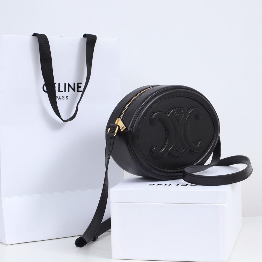 celine 198603 black oval bag cuir triomphe in smooth calfskin