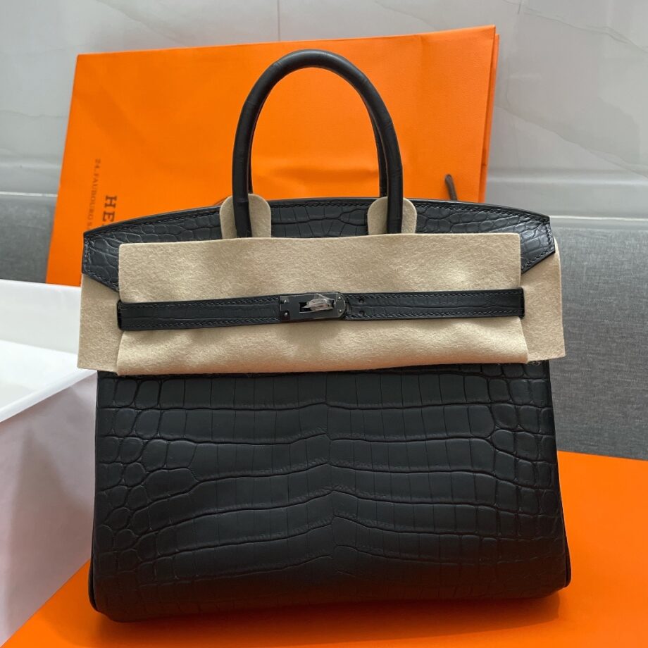 HermèS Birkin25 Black Nile Crocodile Black Hardware Handmade Hand Sewing Birkin25