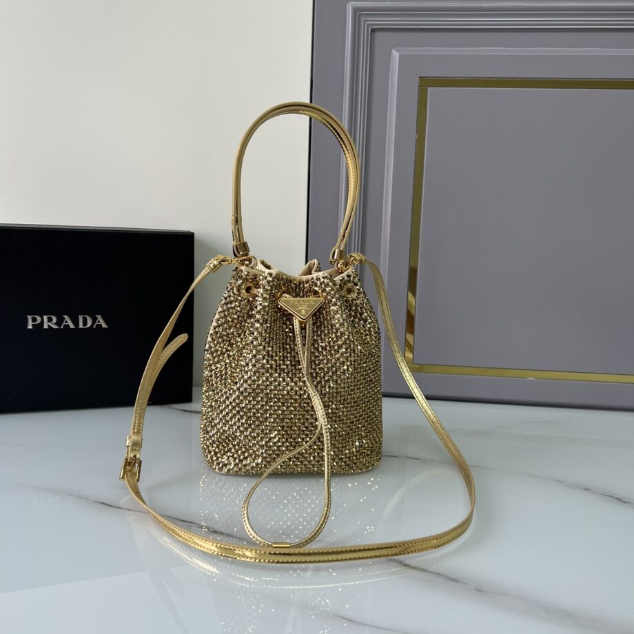 PRADA 1BE067 Yellow Satin Mini-Bag With Crystals