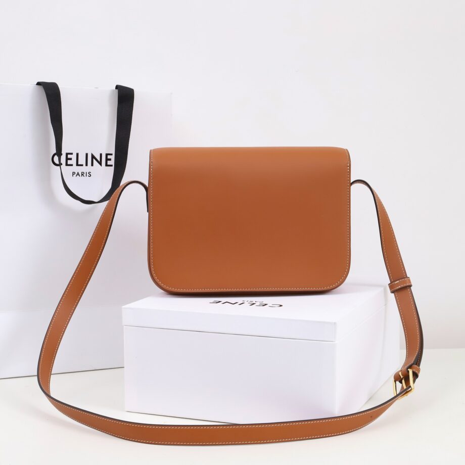 celine 199223 tan teen bag cuir triomphe in shiny calfskin