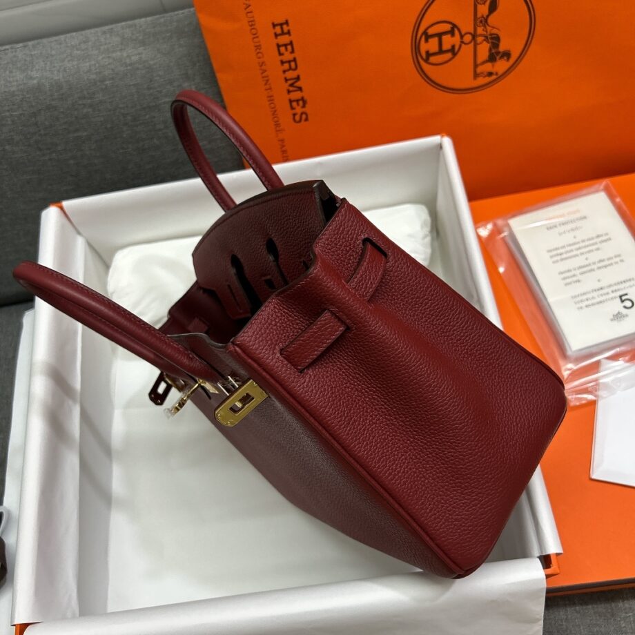 HermèS Birkin25 Red Togo Cowhide Gold Hardware Hand-Stitched Birkin 25