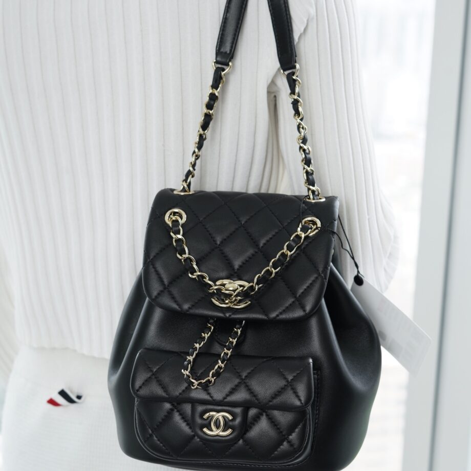 Chanel Black Italian Gaiera Lambskin Duma Backpack