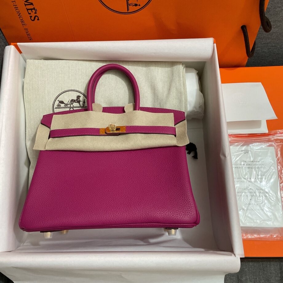 HermèS Birkin25 L3 Rose Violet Togo Cowhide Golden Hardware Handmade Birkin 25