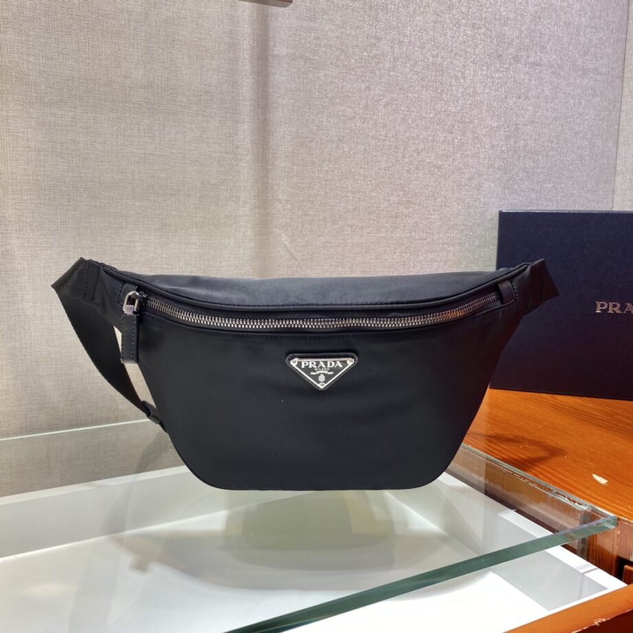 PRADA 2VL033 Black Canvas Minimalism Chest Bag/Waist Bag