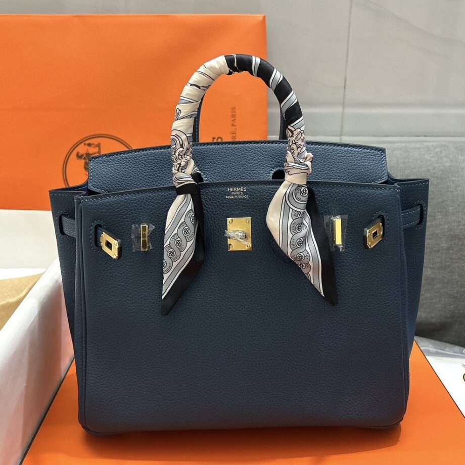 HermèS Birkin25 Deep Blue Togo Cowhide Handmade Sewing Birkin25