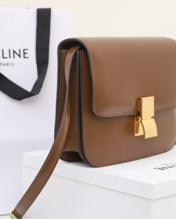 celine 189173 camel teen classic bag in box calfskin