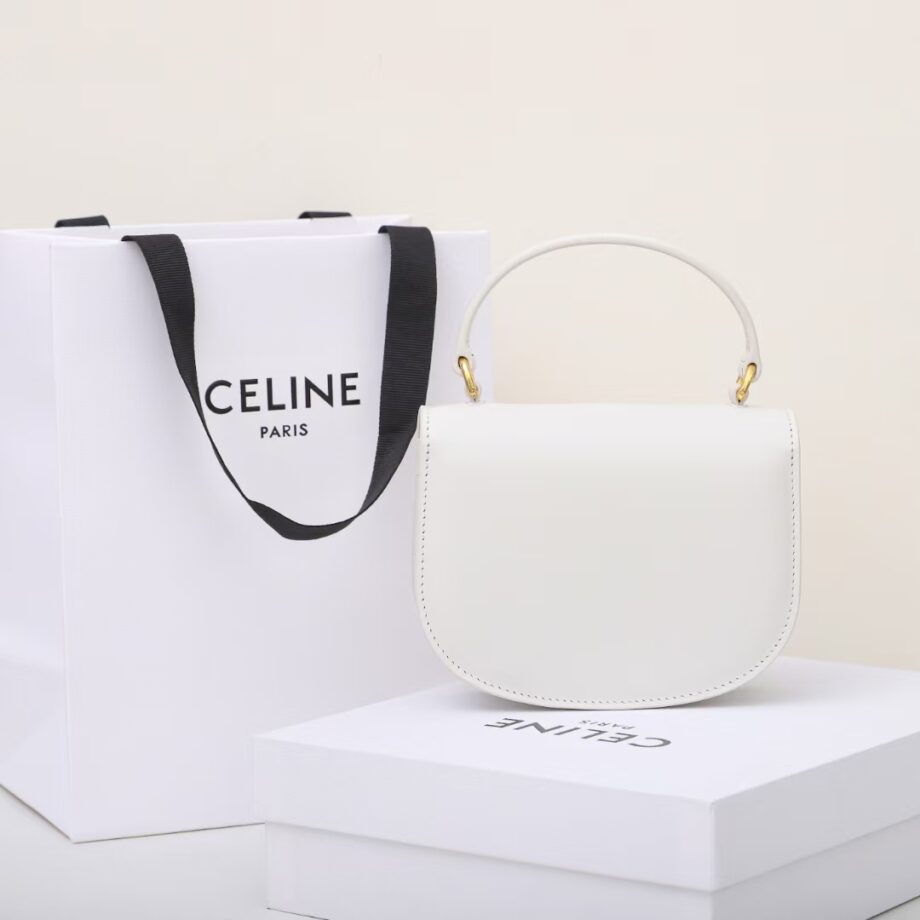 celine 10l063 white mini besace triomphe saddle bag