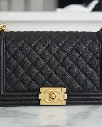 Chanel Black France Haas Calfskin Medium Boy Chanel Handbag