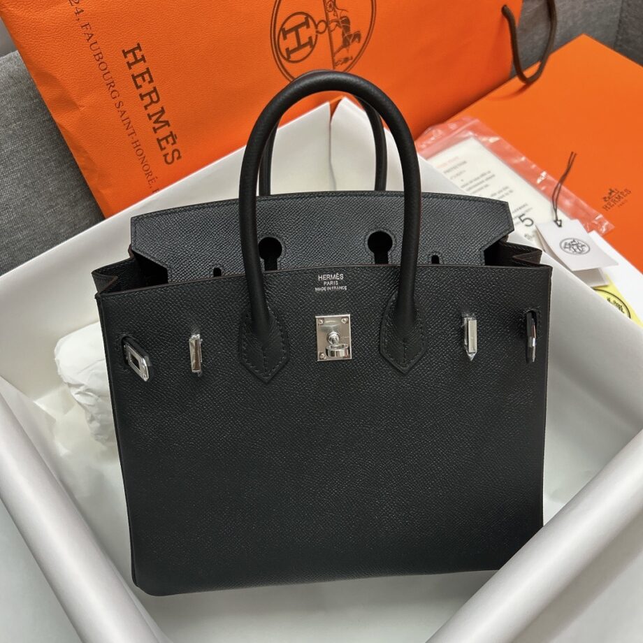 HermèS Birkin25 Black Epsom Leather Silver Hardware Handmade Birkin25