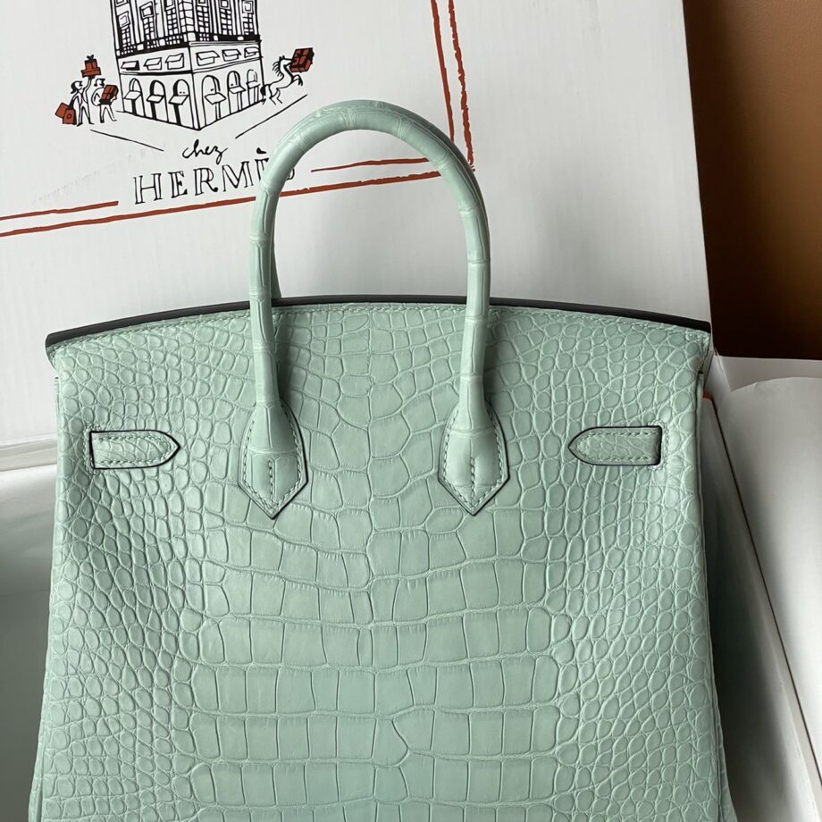 HermèS Birkin25 Mint Green Nile Crocodile Silver Hardware Handmade Sewing Birkin25