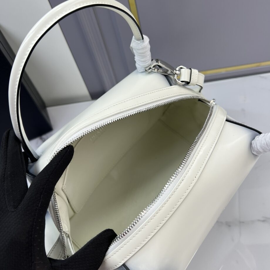 PRADA 1BA365 White Medium Brushed Leather Prada Supernova Handbag