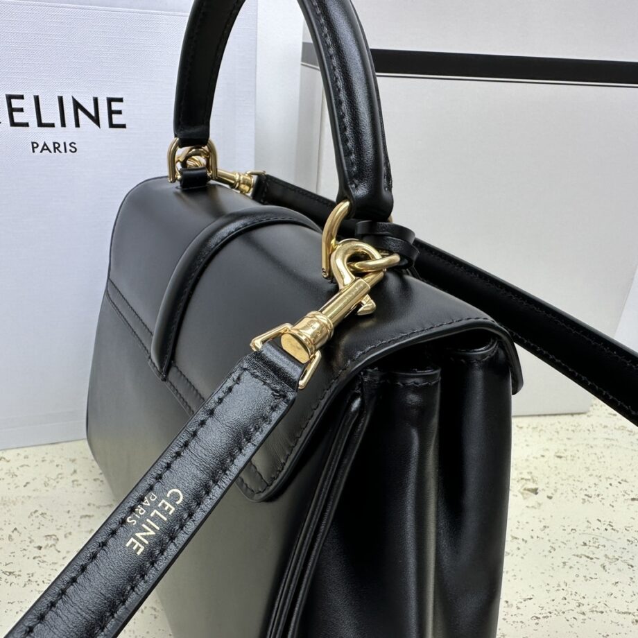 Celine 188003 Black Small 16 Bag In Satinated Calfskin