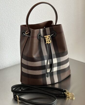 burberry small dark birch brown tb bucket bag