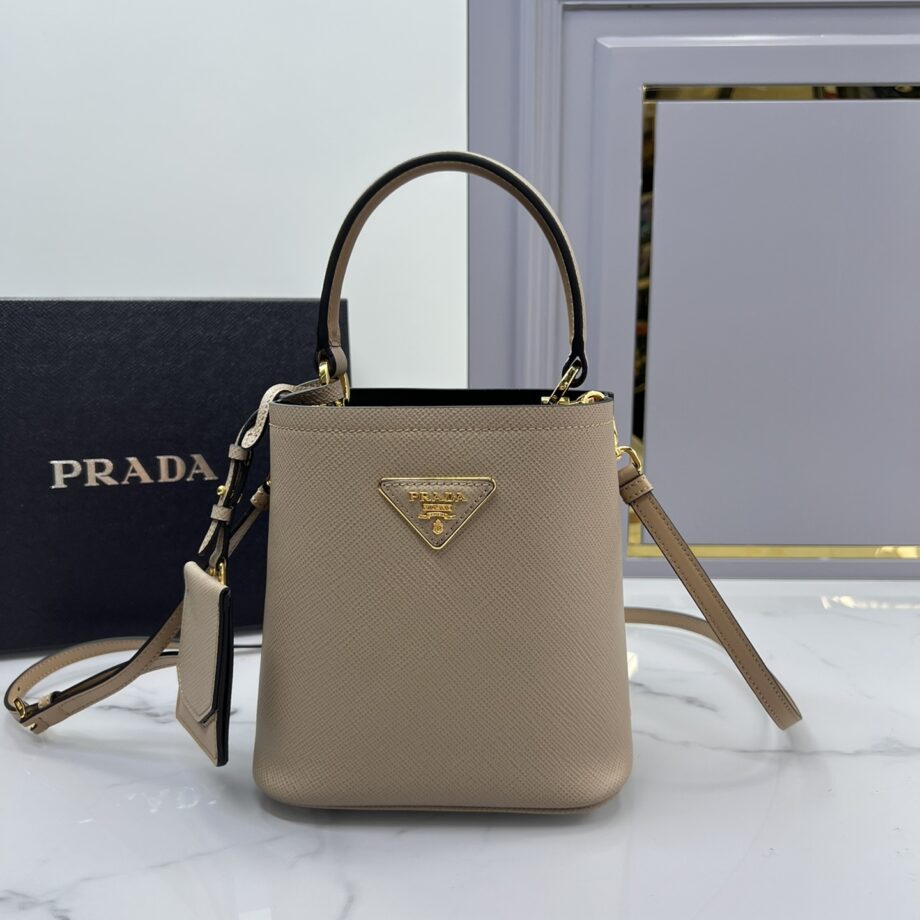 PRADA 1BA217 Pink Small Saffiano Leather Prada Panier Bag