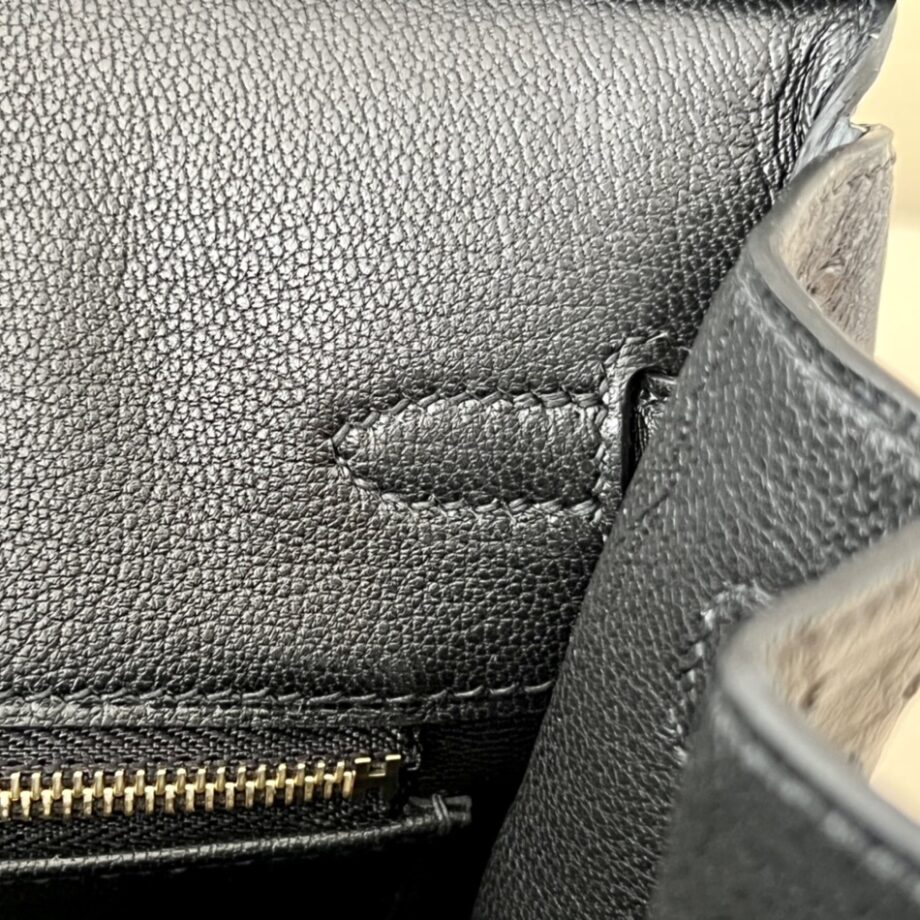 HermèS Birkin25 Black Handmade Ostrich Skin Birkin 25cm