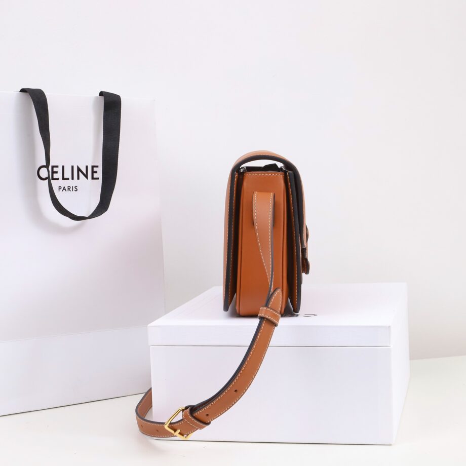 celine 199223 tan teen bag cuir triomphe in shiny calfskin