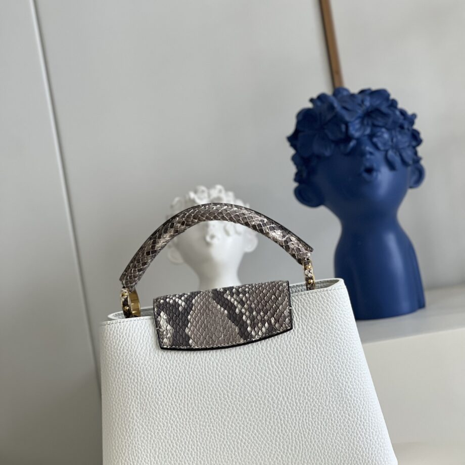 Louis Vuitton M99387 White Cowhide With Python Pattern Capucines Bb Handbag