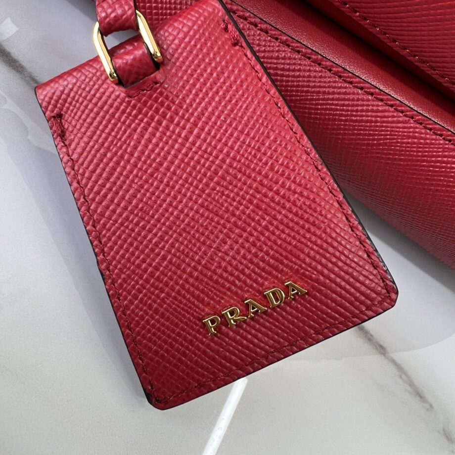 PRADA 1BA212 Red Medium Saffiano Leather Prada Panier Bag