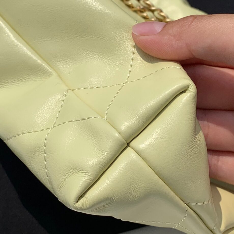 Chanel AS3980 Mini Light Yellow Shiny Calfskin & Gold-Tone Metal Chanel 22 Mini Handbag