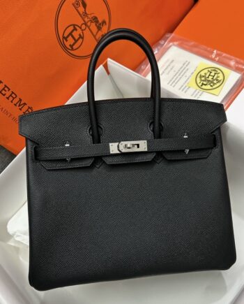 HermèS Birkin25 Black Epsom Leather Silver Hardware Handmade Birkin25