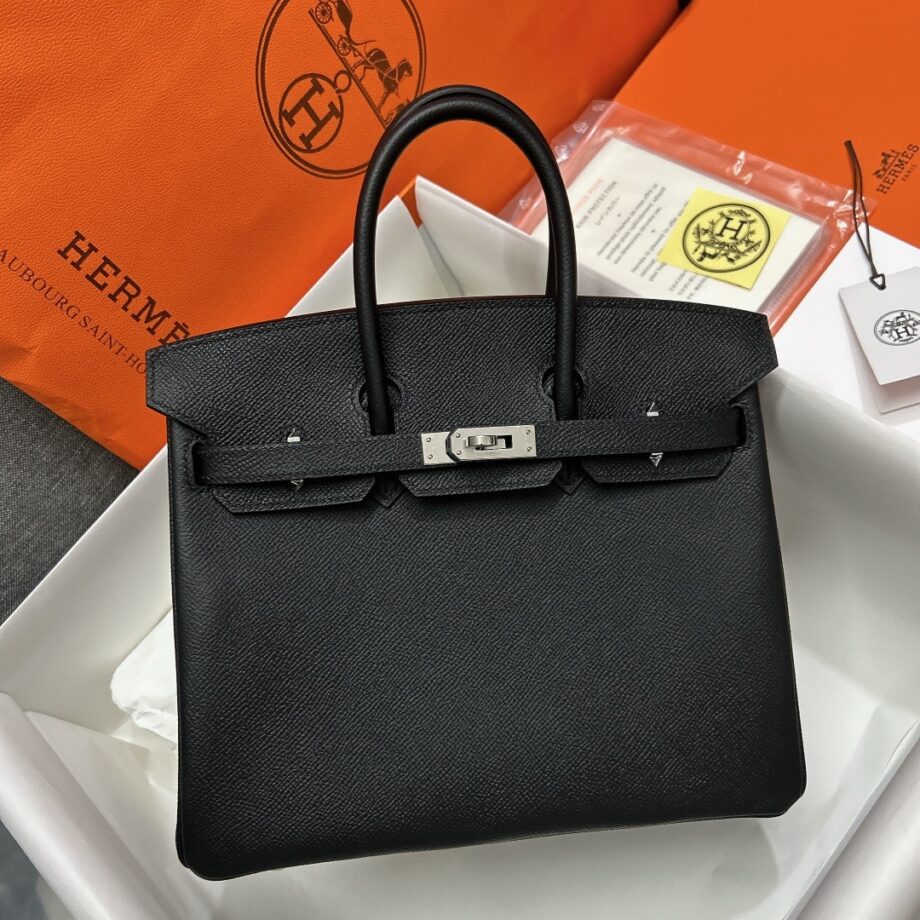 HermèS Birkin25 Black Epsom Leather Silver Hardware Handmade Birkin25