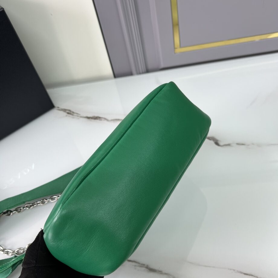 PRADA 1BH204 Green Sheepskin Hobo Bag