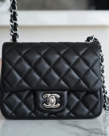 Chanel Black & Silver Hardware French Imported Lambskin Mini Flap Bag