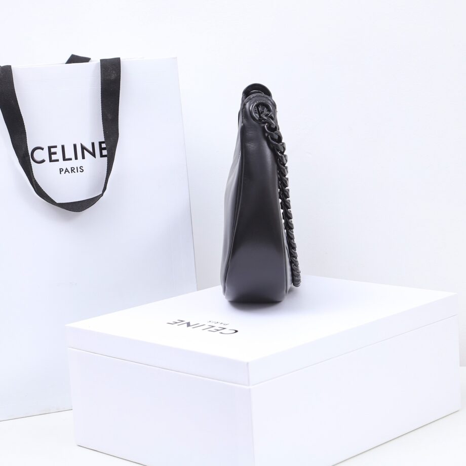 celine 199583 black medium ava chain in smooth calfskin handbag