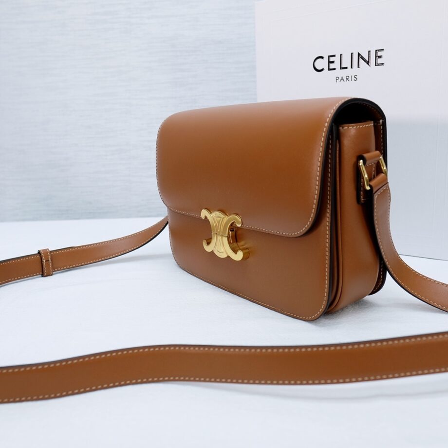 Celine 187363 Triomphe Medium Shiny Calfskin Sholder Bag