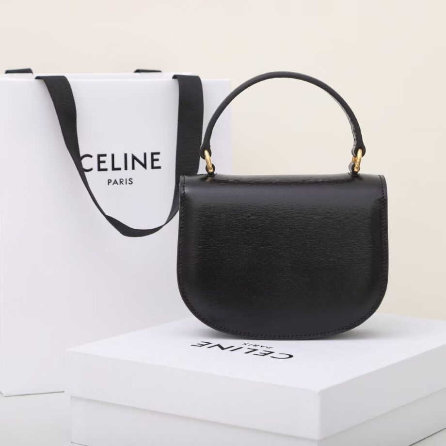 celine 10l063 black mini besace triomphe saddle bag