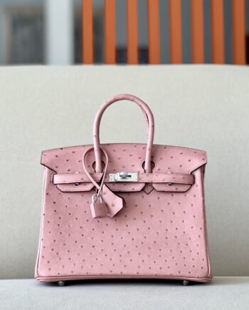 HermèS Birkin25 Ceramic Powder Handmade Ostrich Skin Birkin 25cm