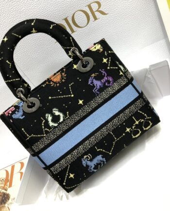 dior m0565 lady d-lite five-grid embroidered constellation tote bag