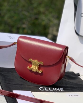 celine red shiny cow leather handbag