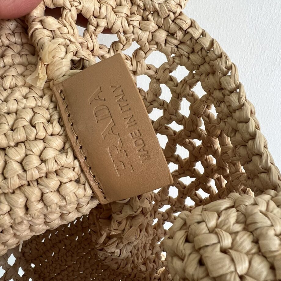 PRADA 1BG444 Small Raffia Tote Bag