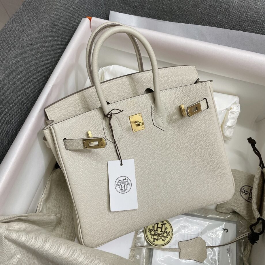 HermèS Birkin25 Milkshake White Togo Cowhide Handmade Sewing Birkin25