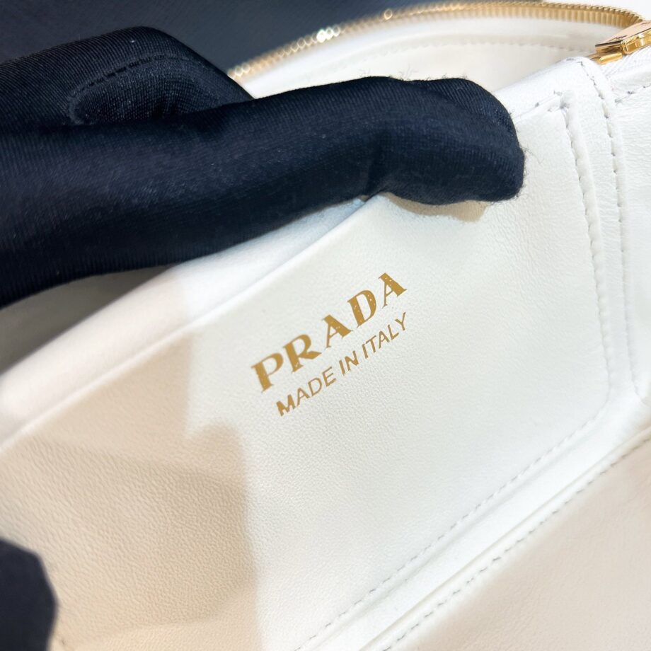 PRADA 1BH202 White Leather Mini-Bag Cosmetic Bag