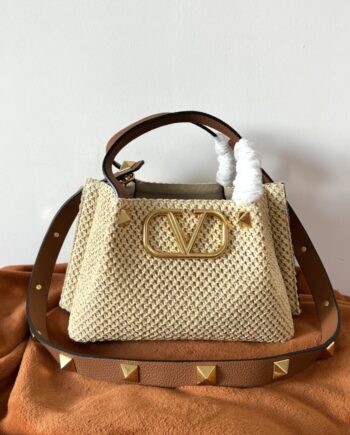 Valentino Raffia Woven Tote Bag Small Size