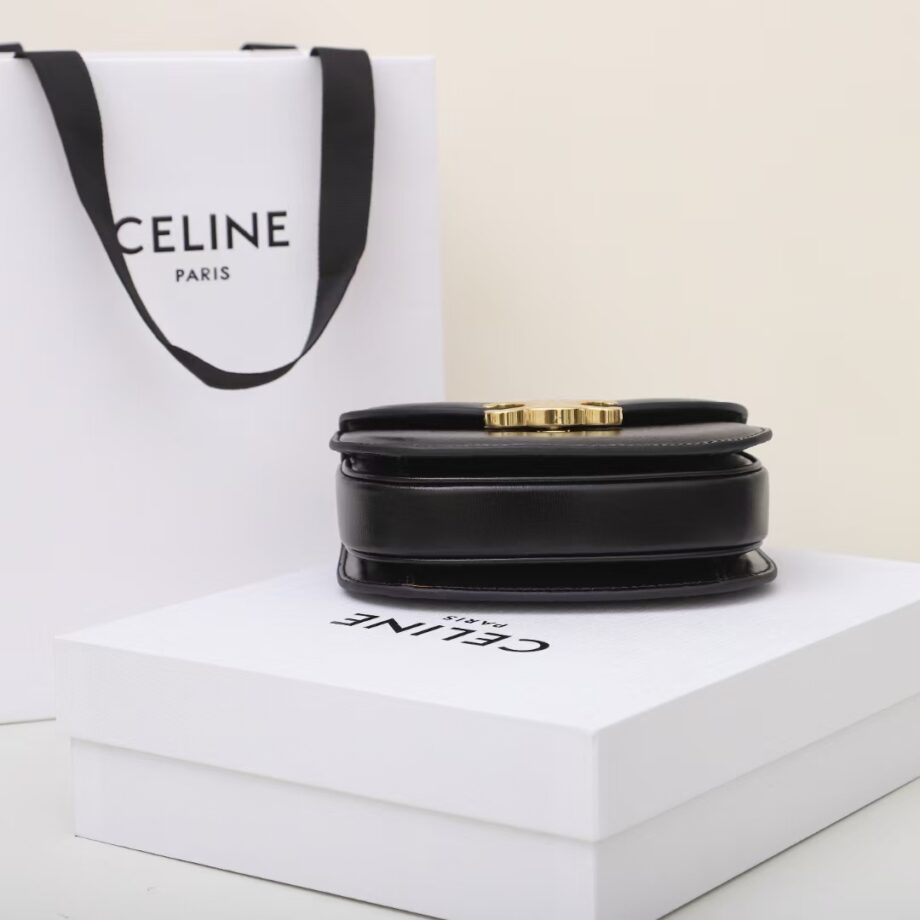 celine 10l063 black mini besace triomphe saddle bag